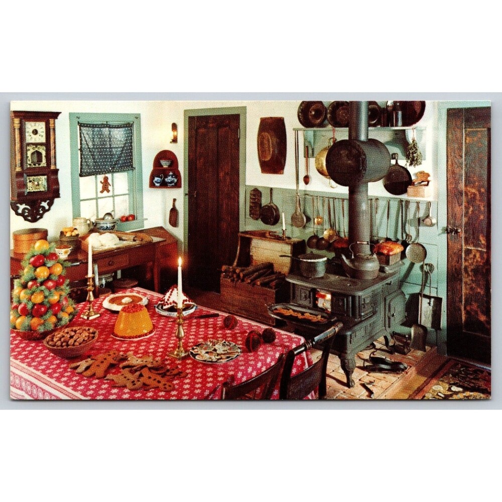 Postcard Illinois John Deere Historic Site Christmas Kitchen Dining Unposted VTG